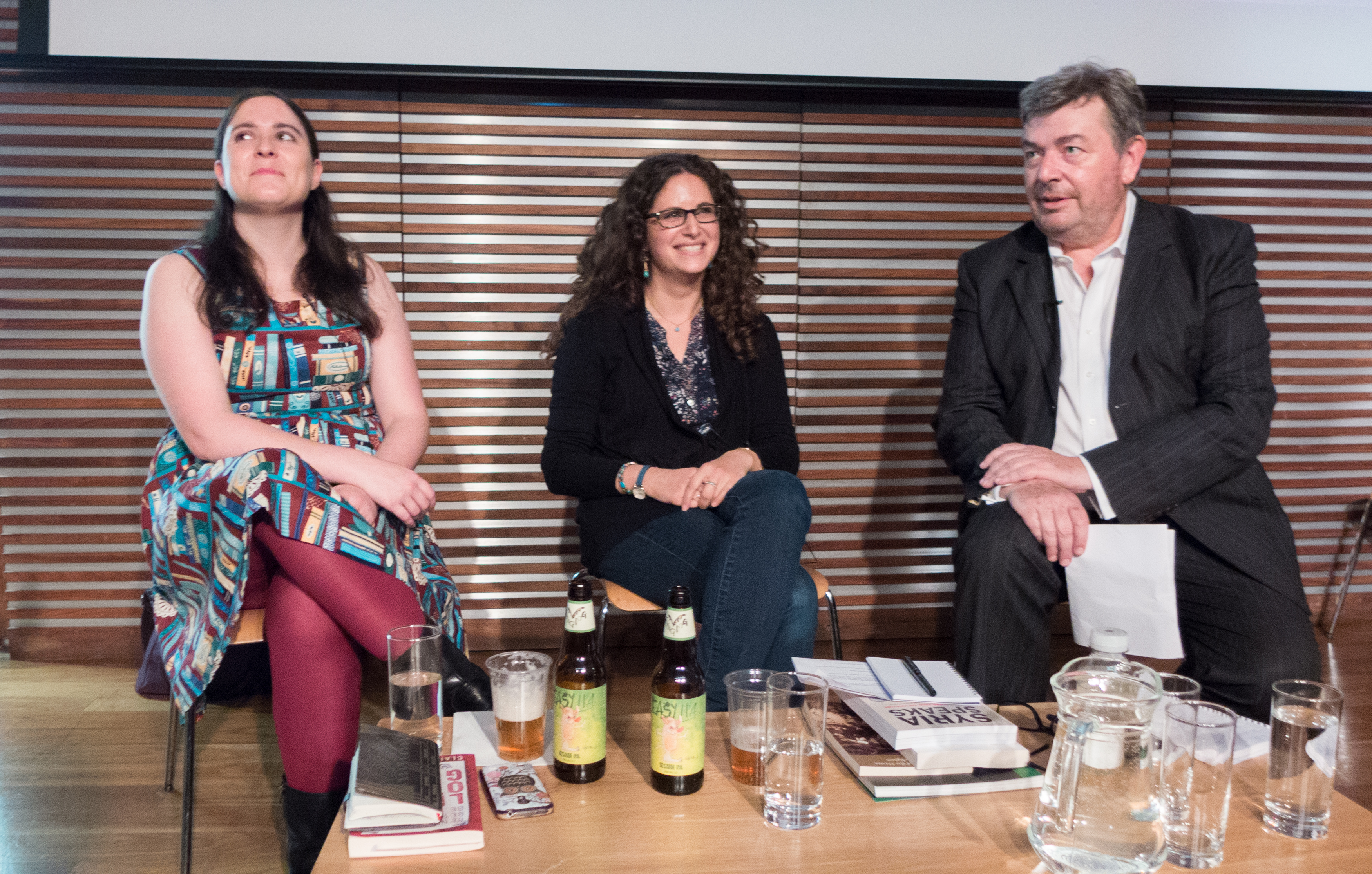 Young adult author Claire Hennessy and Saqi Books publisher Lynn Gaspard joined journalist David Aaronovitch in conversation.