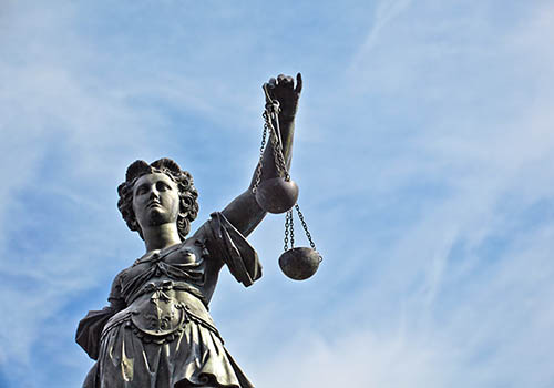 Statue of Lady Justice in front of the Romer in Frankfurt - Germany - thumbnail