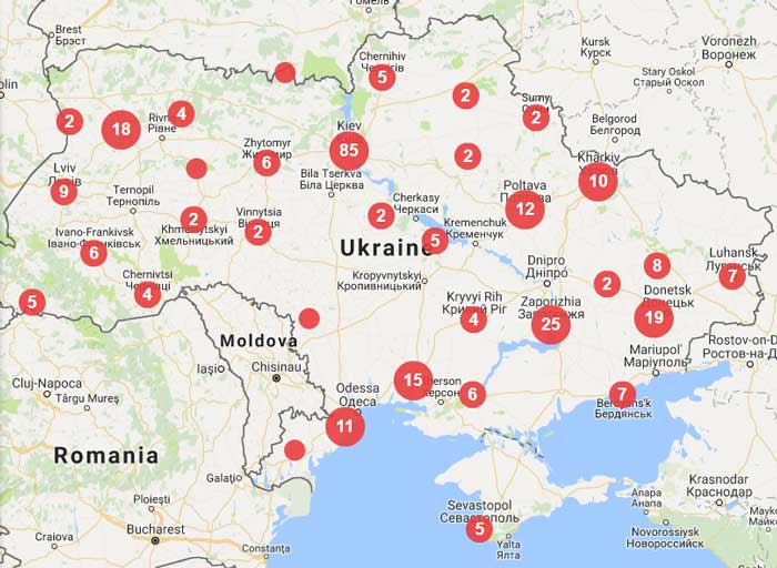 As 11/9/2017 there were 296 verified press freedom violations involving Ukraine in the Mapping Media Freedom database.
