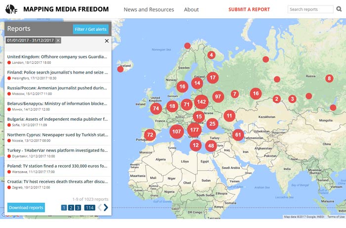 Mapping Media Freedom: 2017 in review