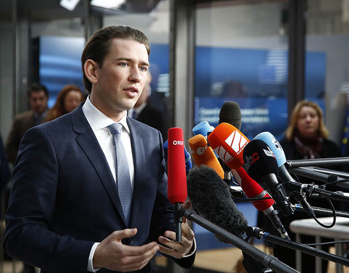 Sebastian Kurz in Brussels, February 2017. Credit: Dragan Tatic