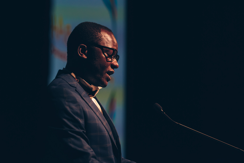 Guy Muyembe of the Digital Activism Award-winning Habari RDC at the 2018 Index on Censorship Freedom of Expression Awards (Photo: Elina Kansikas)