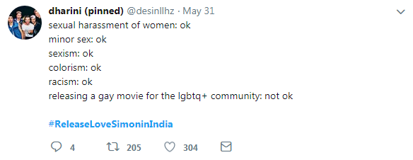 tweet-releasing a gay movie for the lgbtq+ community not ok?