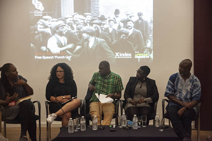 From left to right: Dionne Walker, Elizabeth Pears, Kunle Olulode, Ethel Tambudzai, Toyin Agbetu