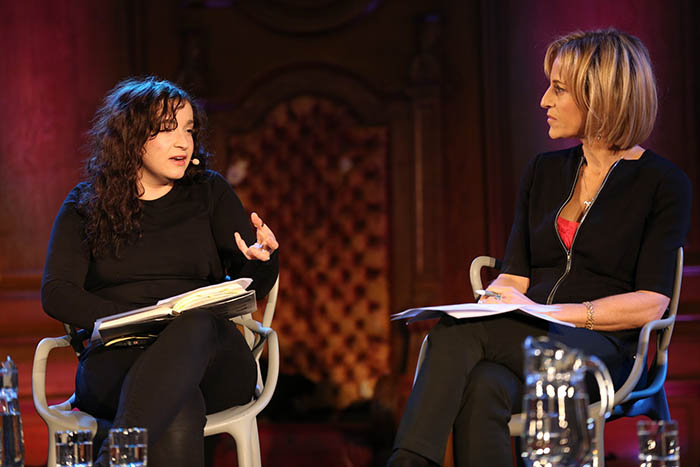 Eleanor Penny and Emily Maitlis at The Battle Over Free Speech. Credit: Intelligence Squared