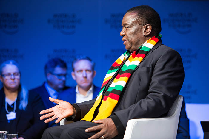 Zimbabwe’s president Emmerson Mnangagwa at the World Economic Forum in Davos, 23 January 2019 (Credit: World Economic Forum)