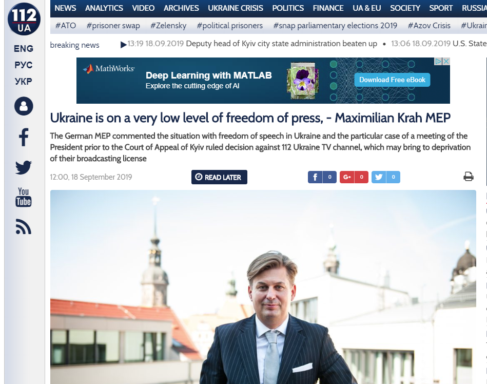Ukraine is on a very low level of freedom of press (112 UA)