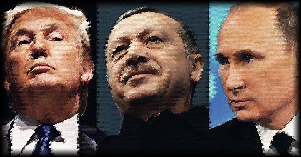 Article pic by Gage Skidmore, Flickr, CC BY-SA 2.0 (Trump), Recep Tayyip Erdoğan, Flickr, public domain (Erdogan), kremlin.ru, CC BY 4.0 (Putin), mash-up by Jakob Reimann, JusticeNow!, licensed under CC BY-SA 4.0.