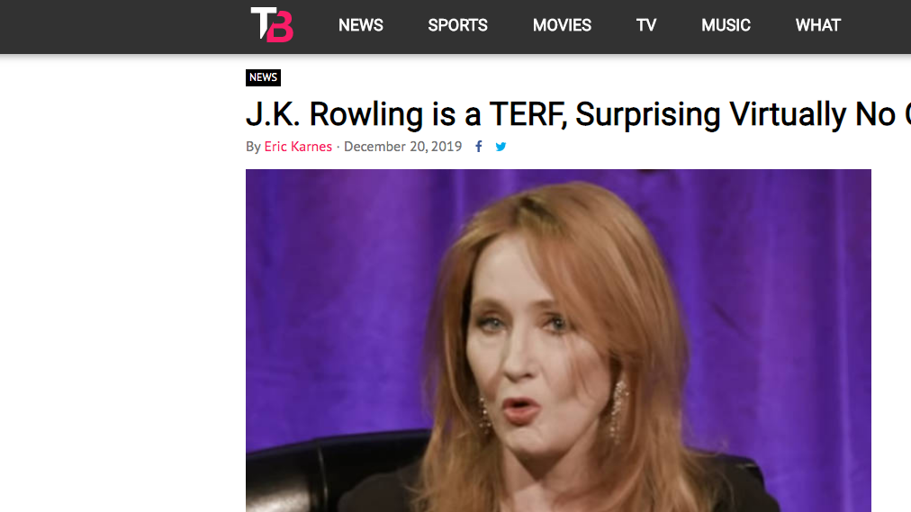 J.K. Rowling is a TERF, Surprising Virtually No One (The Blemish)