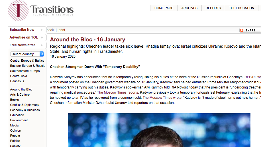 Around the Bloc – 16 January (Transitions Online)