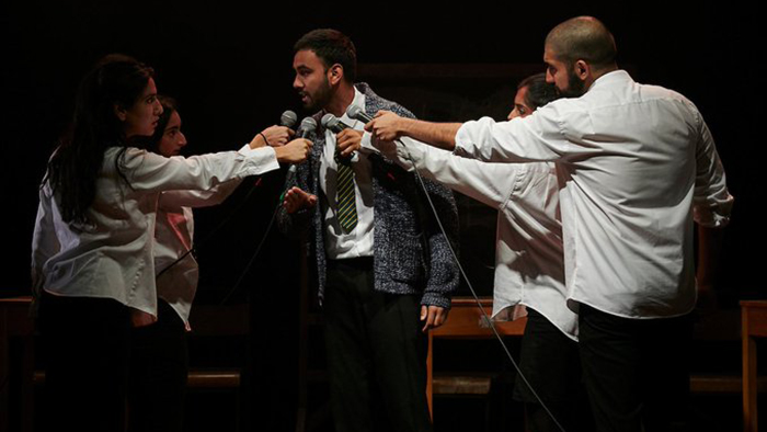 A scene from Trojan Horse - a play which dramatises the real-life story of a false claim that schools in Birmingham were radicalising children. Credit: The Other Richard