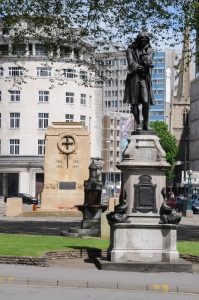 Statue of Edward Colston in Bristol, which has since been taken down. Credit: Philip Halling