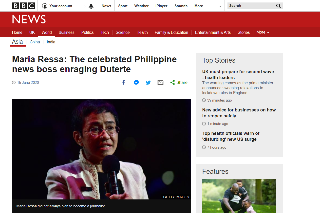 Maria Ressa: The celebrated Philippine news boss enraging Duterte (BBC News)