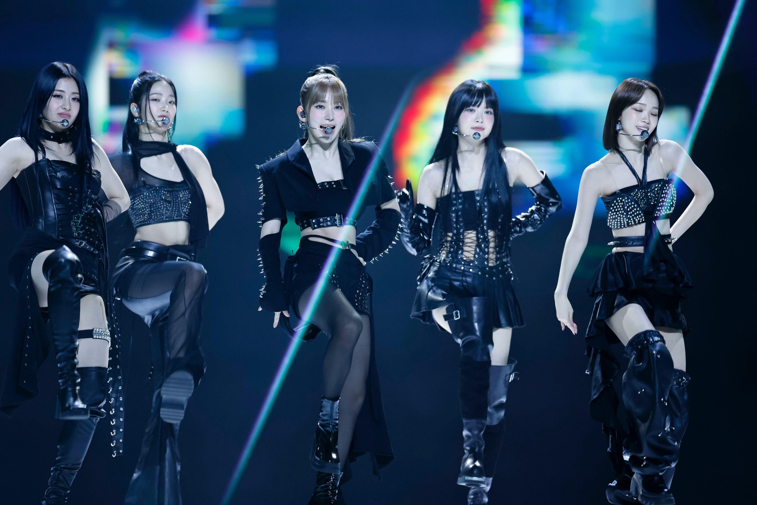 K-pop band Le Sserafim performing on stage