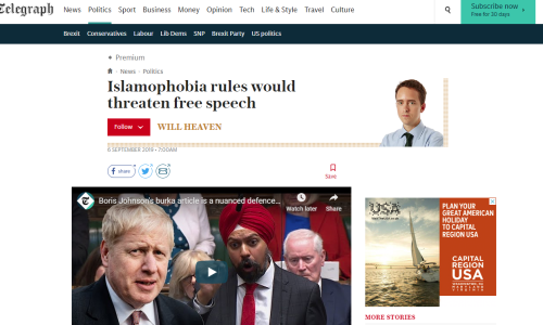 Islamophobia rules would threaten free speech (The Telegraph)